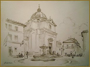 Castel Gandolfo, Vatican, Drawing by Igor Babailov
